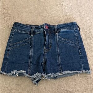 American Eagle Outfitters Dark Indigo Frayed Hem Denim Shorts